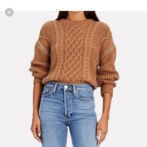 Self portrait cable knit sweater with a lace and chain link accent